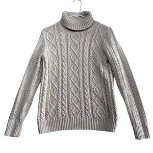 Croft & Barrow Womens Cable Knit Fisherman Turtleneck Sweater Size M Ivory Cream